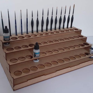 Grand Rangement Peintures Vallejo Army Painter 52 pots 16 Pinceaux Paint Stand Paint Rack Warhammer Wargame