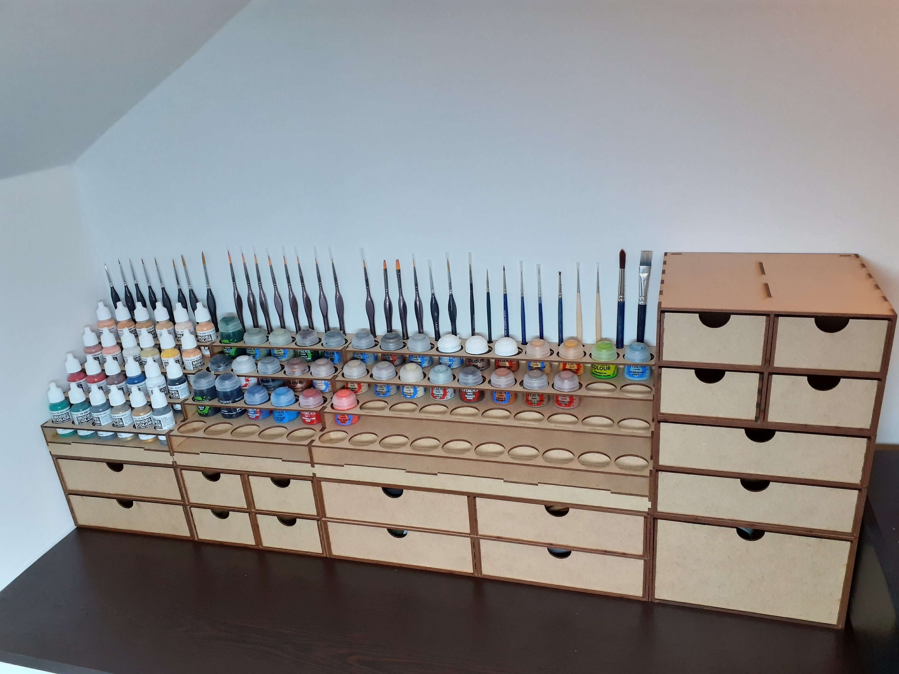 Paint Rack Vallejo Farbständer Mit 52 Töpfchen & 4 Schubladen - Für Modellbauer, 40K, GW 40k Army