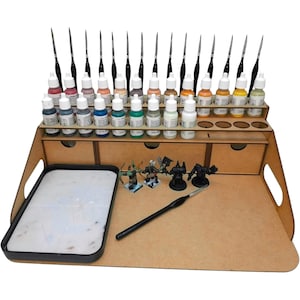 Vallejo Army Painter Hobby Station för 26 krukor och 15 penslar för Wargaming Warhammer