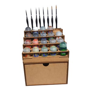 Estante pequeño para guardar pinturas Citadel, con un cajón profundo, para Warhammer 40k, con capacidad para 20 botes.