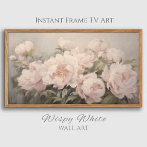 Vintage Pink Peony Flowers Frame TV Art | Instant Digital Download | Easter Decor | Flower Frame TV Art | Romantic Floral Spring Painting