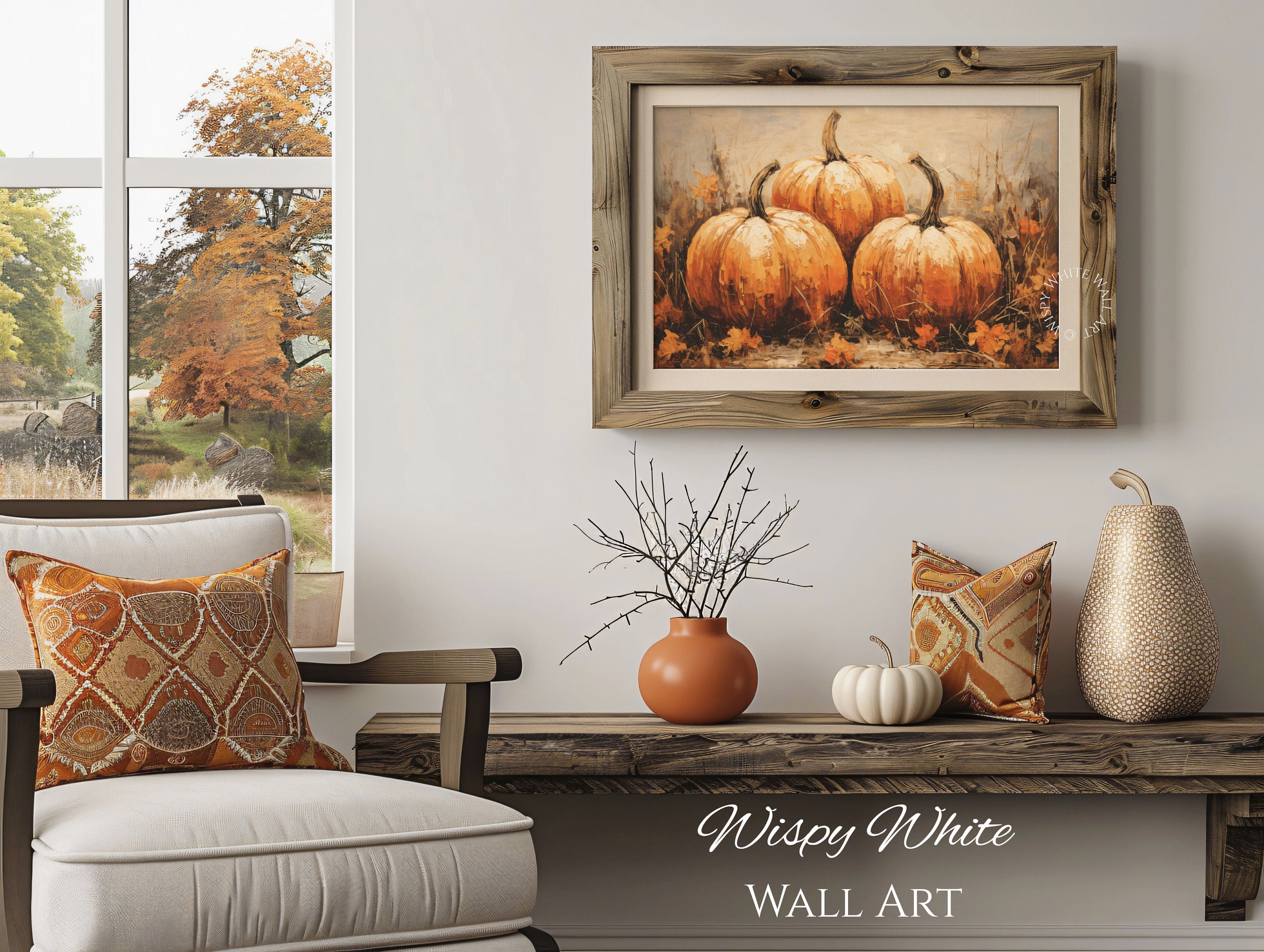 Rustic Fall Pumpkin Digital Download Print Vintage Style Autumn Decor ...