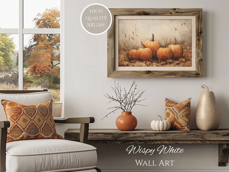 Rustic Autumn Pumpkin Digital Download Print Printable Fall Art Vintage ...