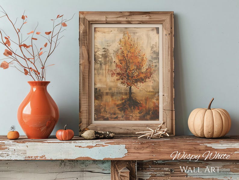 Printable Rustic Fall Tree Autumn Painting Rustic Fall Digital Download ...