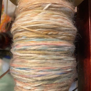 YARN HANDSPUN, Faux Cashmere, Nylon, 276 yds, 3dk to light worsted, Rainbow Corn, soft, knitters gift image 9