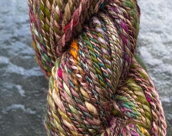 Handspun Wool Alpaca Silk Yarn, Lake Lure Inspired, 2 ply, Our Spot