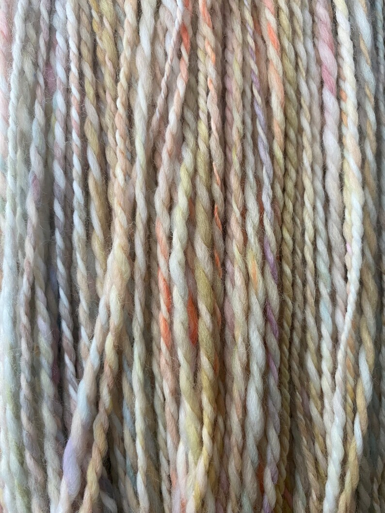 YARN HANDSPUN, Faux Cashmere, Nylon, 276 yds, 3dk to light worsted, Rainbow Corn, soft, knitters gift image 4