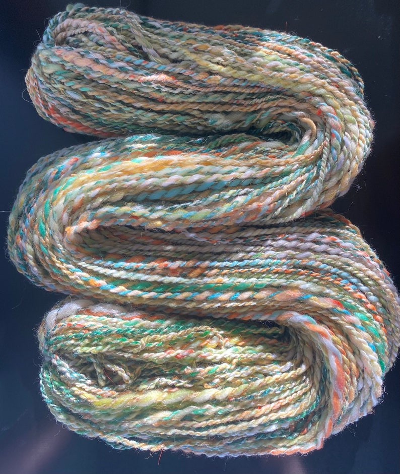 Handspun Yarn 3dk to Worsted weight,150 yd skeins,Wool,Alpaca,Silk,with Sparkle, fractal, Mountain Passion Flower, NCPhotoInspired image 5