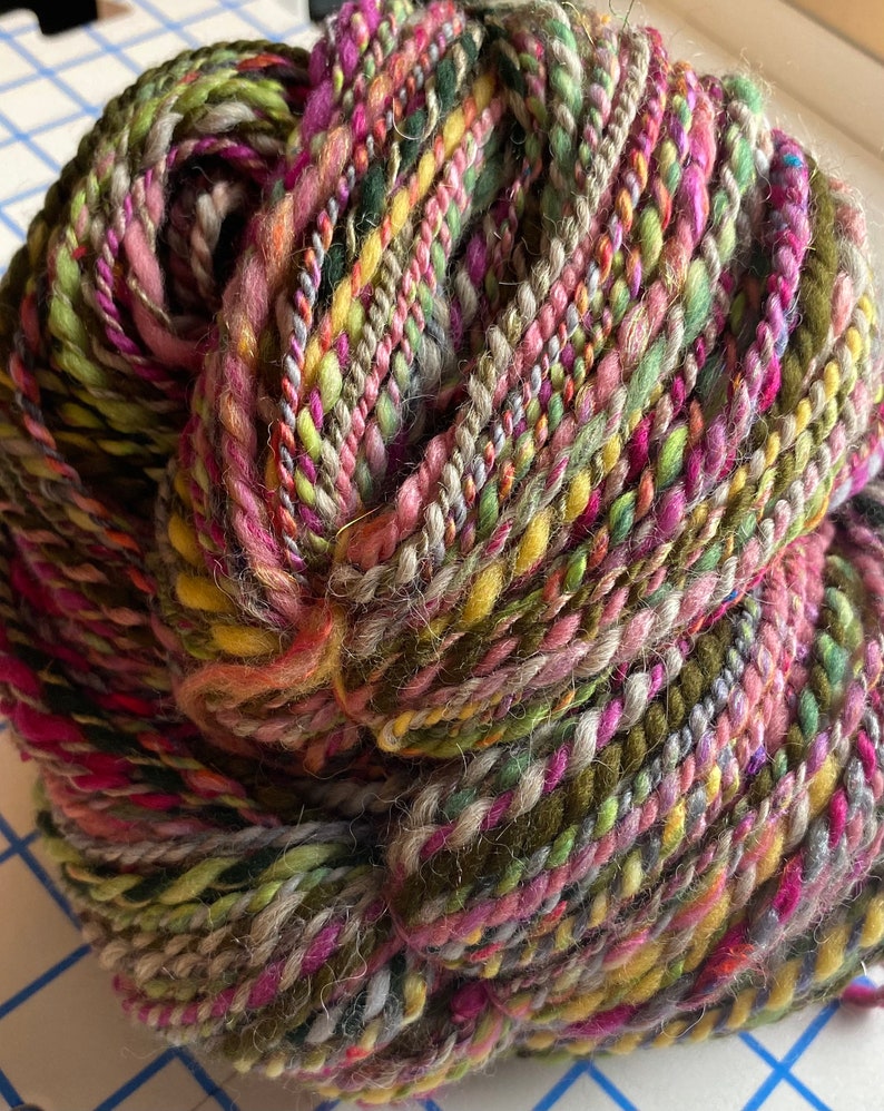 YARN Handspun, 3dk to Lt. Worsted, Sweetest Kiss Goodnight, Linville Gorge, NC Photo Inspired 166-226yds, wool, alpaca, silk image 6