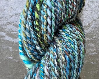 Handspun Wool Alpaca Silk Blend Yarn, 4-Worsted Weight, NC Artist Inspired