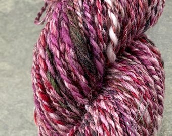 Handspun Wool Alpaca Silk Blend Yarn: NASA Inspired, Wolf Rayet 124, Tinsel Sparkle