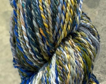 Handspun Alpaca Silk Yarn, Lake Lure Inspired, 2 ply, East of the Sun