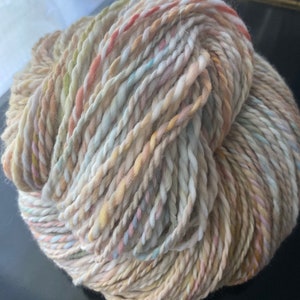 YARN HANDSPUN, Faux Cashmere, Nylon, 276 yds, 3dk to light worsted, Rainbow Corn, soft, knitters gift image 6