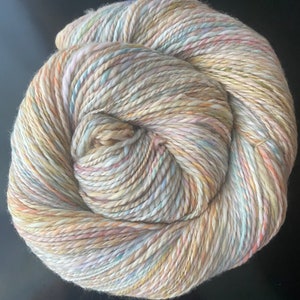 YARN HANDSPUN, Faux Cashmere, Nylon, 276 yds, 3dk to light worsted, Rainbow Corn, soft, knitters gift image 1