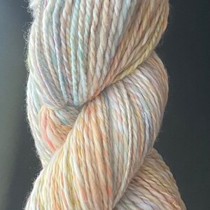 YARN HANDSPUN, Faux Cashmere, Nylon, 276 yds, 3dk to light worsted, Rainbow Corn, soft, knitters gift image 7