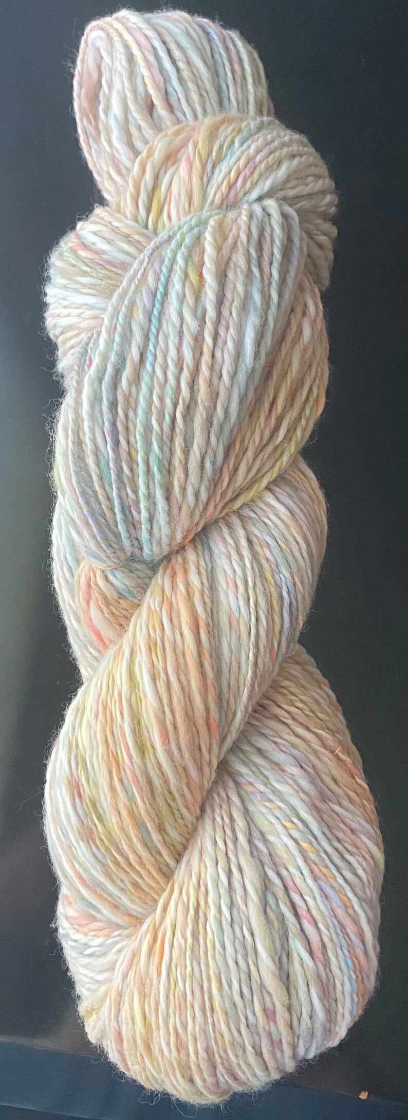 YARN HANDSPUN, Faux Cashmere, Nylon, 276 yds, 3dk to light worsted, Rainbow Corn, soft, knitters gift image 7