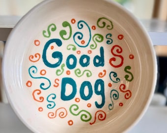 Personalized Ceramic Dog Bowl | Custom Name Hand-Painted Pet Bowl | Handmade Stoneware Gift