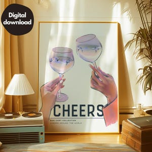 Proost print witte wijn, barwagen wanddecor, proost bord, proost afdrukbare muurkunst, barwagen kunst, digitale download