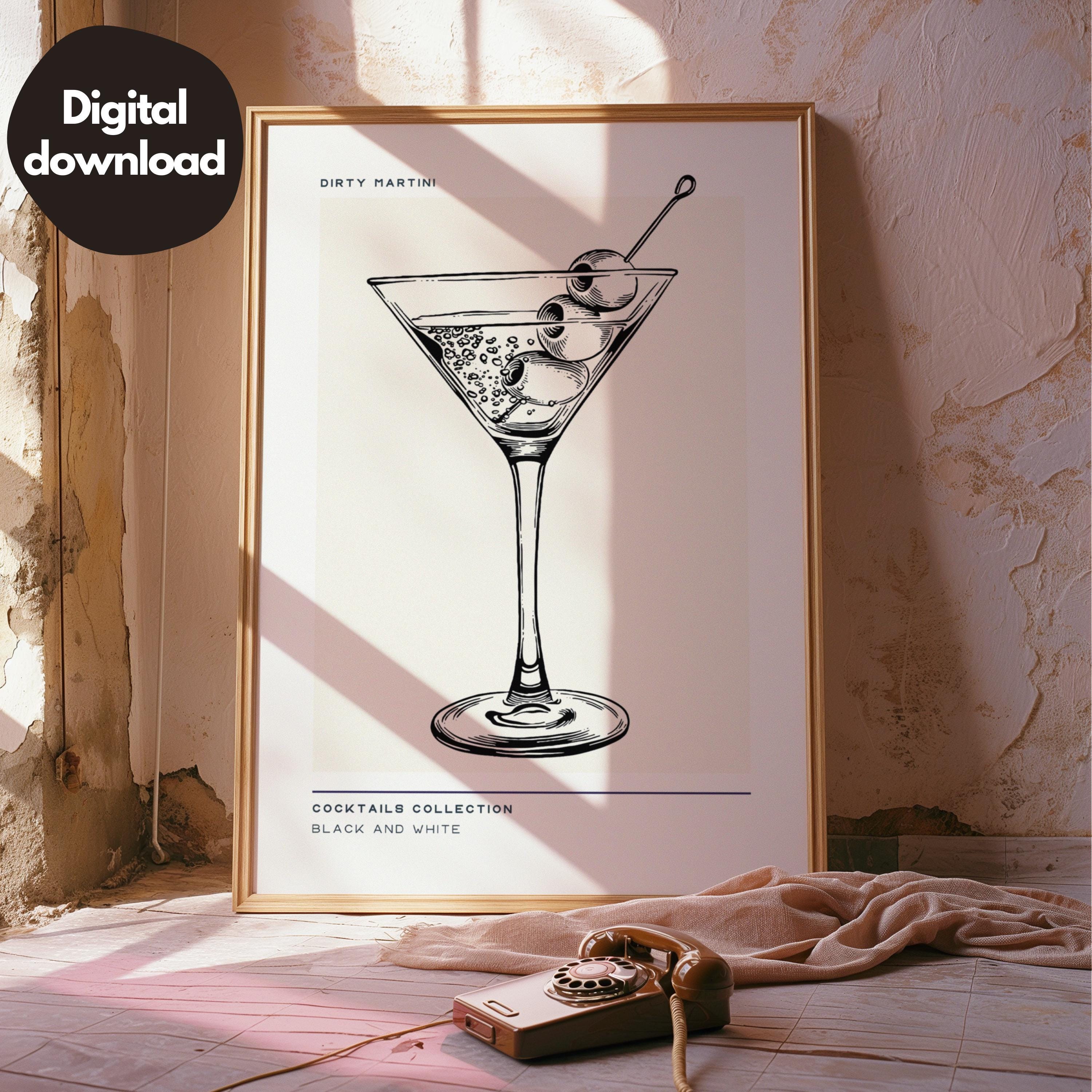 Martini Print, Cocktail Poster, Cocktail Wall Art, Bar Cart Wall