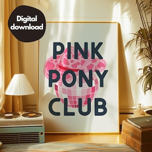 Pink Pony Club Chappell Roan Poster, Disco Ball Hat Print, Trendy Wall Art, Typography Poster, Dopamine Decor, Modern Art Wall