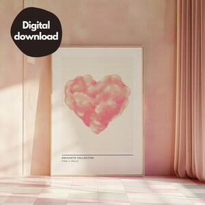 Pink Heart Retro Print, Print, Retro Wall Art, Girly Wall Art, Trendy Gallery Wall Print, Pink Poster, Maximalist Decor, Digital Print