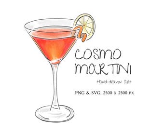 Cosmo Martini dibujado a mano (imágenes prediseñadas, PNG y SVG) (descarga digital)
