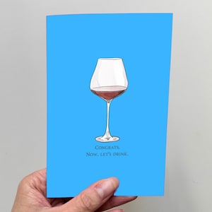 Félicitations - Buvons du vin - Carte | Amateur de vin rouge | Carte de félicitations | Nouvel emploi | Remise des diplômes | Mariage | Carte de fiançailles