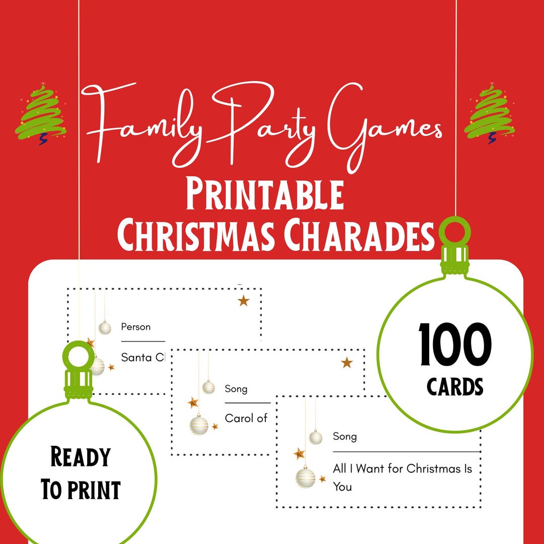 Christmas Charades Printable Game • 100 Cards • Fun Christmas Family ...