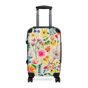 Floral Suitcase - Colorful Luggage Cover, Travel Accessory, Floral Travel Bag, Summer Travel, Unique Gift for Travelers