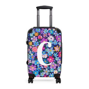 Personalized Floral Suitcase - Custom Luggage, Travel Gear, Vacation Essential, Flower Design, Unique Gifts