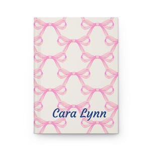 Pretty Pink Ribbon Hardcover Journal - Personalized Gift, Journal for Girls, Cute Notebook, Diary, School Supplies