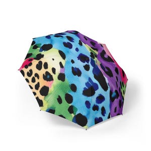 Vibrant Foldable Umbrella, Colorful Rain Gear, Compact Travel Umbrella, Unique Gift for Her, Stylish Weather Protection