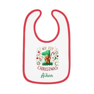 My 1st Christmas Baby Bib, Personalized Bib, Holiday Baby Gift, Cute Xmas Bib, Infant Feeding Accessory