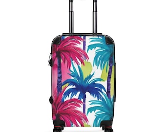 Tropical Travel Suitcase, Colorful Luggage with Palm Trees, Vacation Bag for Wanderlust, Summer Getaway Gear, Stylish Travel Accessory