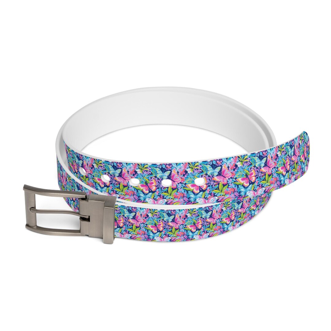Vibrant Floral Print Belt, Colorful Fashion Belt, Adjustable Waist Belt ...