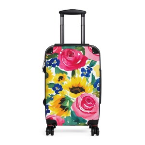 Floral Suitcase - Travel Luggage, Colorful Travel Bag, Floral Pattern Suitcase, Vacation Essentials, Gift for Travelers, Stylish Travel Gear