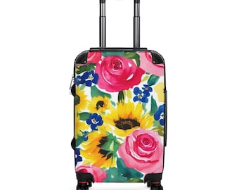 Maleta Floral - Equipaje de Viaje, Bolsa de Viaje Colorida, Maleta con Estampado Floral, Imprescindibles para Vacaciones, Regalo para Viajeros, Artículos de Viaje con Estilo