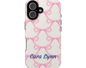 Funda de teléfono con lazo personalizada, funda resistente personalizada, funda bonita, regalo para ella, funda moderna, regalo de cumpleaños, accesorio elegante