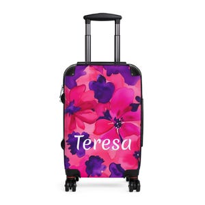 Personalized Floral Suitcase | Custom Luggage for Travel Lovers | Name Design Suitcase | Vacation Essentials | Gift for Her