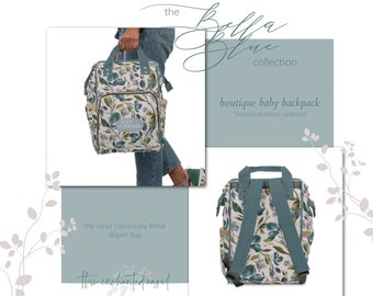 Custom Diaper Bag Girl, Floral Backpack, Diaper Bag, Personalized Baby Shower Gift, Baby Backpack, Flower Diaper Bag, Floral Nursery Set