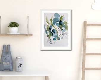 Watercolor Floral Painting, Abstract Watercolor, Floral Watercolor, Blue and Pink Floral, Flower Painting, Small Watercolor Art, Blue Floral