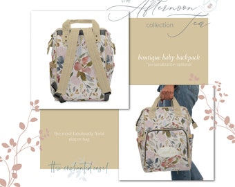 Personalized Baby Shower Gift, Floral Diaper Bag Backpack, Baby Girl, Watercolor Florals, Nursery Accessories, Girls Backpack, Floral Bag