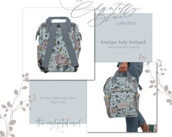 Custom Diaper Bag Girl, Floral Backpack, Diaper Bag, Personalized Baby Shower Gift, Baby Backpack, Flower Diaper Bag, Floral Nursery Set