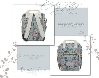 Custom Diaper Bag Girl, Floral Backpack, Diaper Bag, Personalized Baby Shower Gift, Baby Backpack, Flower Diaper Bag, Floral Nursery Set