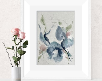 Abstract Watercolor Painting, Floral Art, Watercolor Flowers, Small Painting, Floral Nursery Art, Flower Painting, Original Watercolor Art