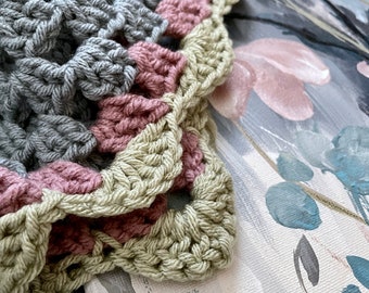 Handmade Baby Blanket, Girls Nursery, Baby Shower Gift, Crochet Blanket, Pink Blue Nursery, Baby Girl Blanket, Heirloom Baby Gift Idea