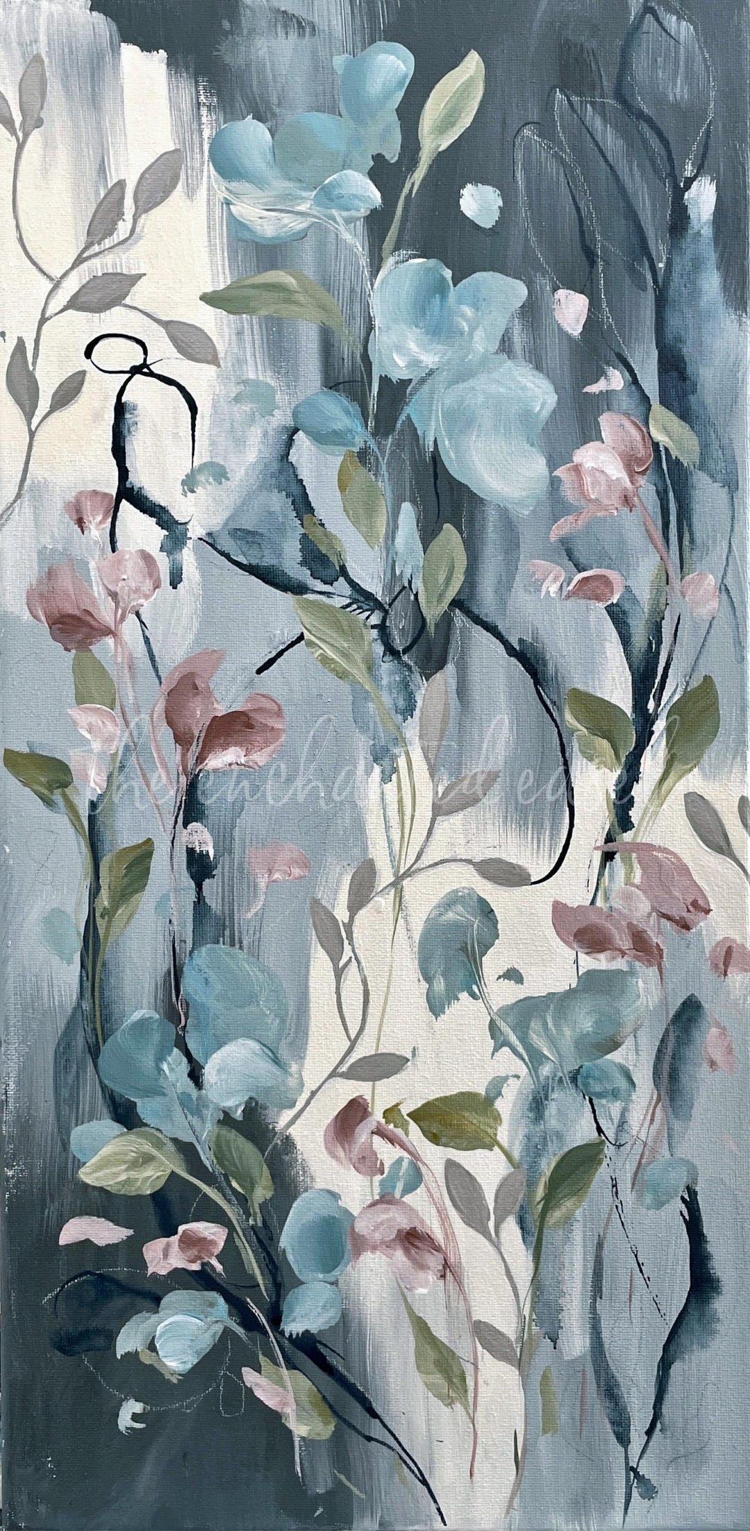 Dreamy Floral Abstract Art | Girls Wall Decor | Pink and Blue Botanical ...