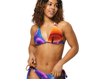 MEKANIKAL Journey to a Cosmic Fungi Wonderland All-over print recycled string bikini