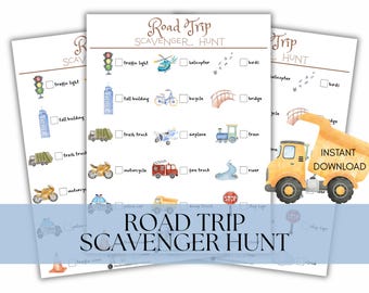 Road Trip Scavenger Hunt Printable | Kids Travel Game | Family Car Ride Activity | Fun Screen-Free Travel Entertainment