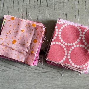 2.5 inch PINK themed Fabric Squares, 30 Unique Pieces, Ruby Star Society, Riley Blake & More, Charm Pack, Patch Work